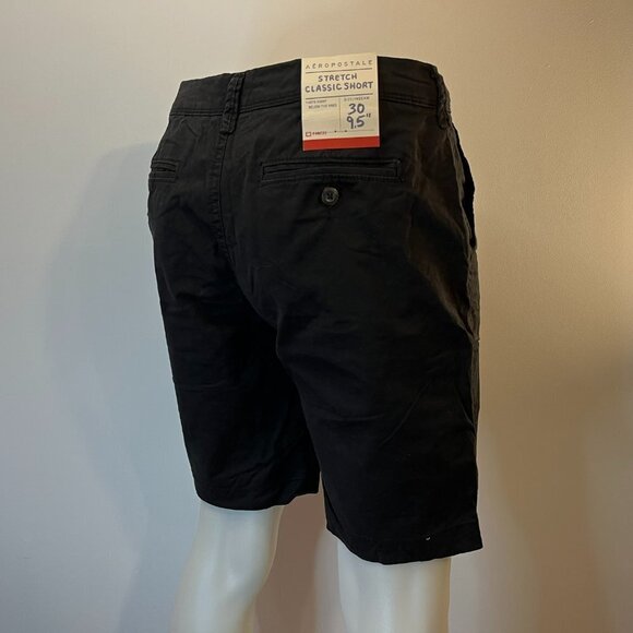 Aeropostale Men's Black Stretch Twill Classic 9.5" Shorts - Size 30 - NWT - Picture 2 of 3